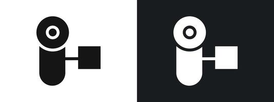Handy Cam Icon linear graphics set in black vector
