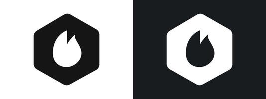 Hot Icon linear graphics set in black vector