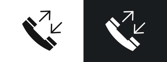 incoming outgoing Phone call icon linear graphics set in black vector