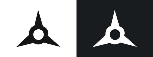 Japanese ninja shuriken icon linear graphics set in black vector