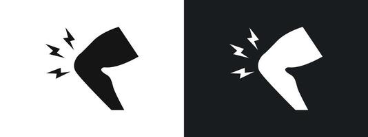 Knee pain icon linear graphics set in black vector