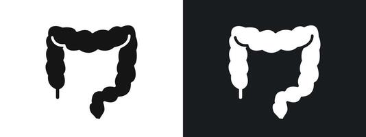 Large intestine icon linear graphics set in black vector