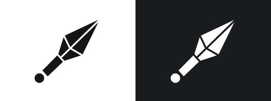 Kunai throwing knife icon linear graphics set in black vector