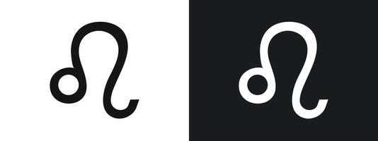 Leo zodiac sign icon linear graphics set in black vector
