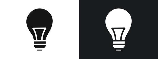 Lightbulb icon linear graphics set in black vector