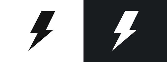 lightning bolt icon linear graphics set in black vector