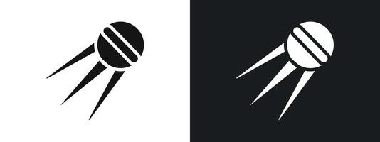 Linear sputnik icon linear graphics set in black vector