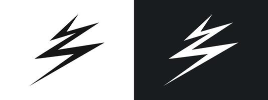 Lightning power charge icon linear graphics set in black vector