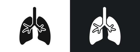 Lungs Icon linear graphics set in black vector