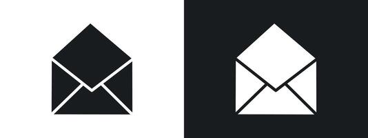 Mail msg icon linear graphics set in black vector