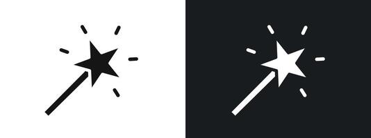 magic wand icon linear graphics set in black vector
