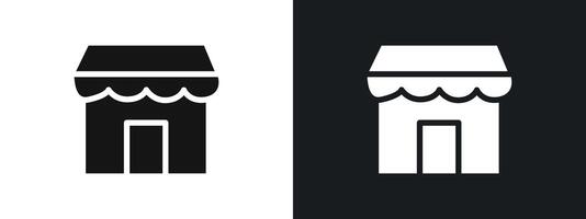 Marketplace icon linear graphics set in black vector
