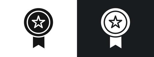 medal icon linear graphics set in black vector