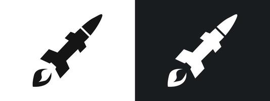 Missile Launcher icon linear graphics set in black vector