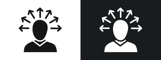 Mind awareness icon linear graphics set in black vector