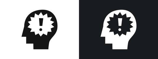 Nervous breakdown icon linear graphics set in black vector