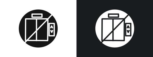 No Elevator Sign icon linear graphics set in black vector