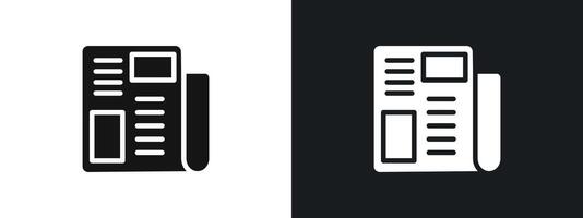 Newspaper icon linear graphics set in black vector
