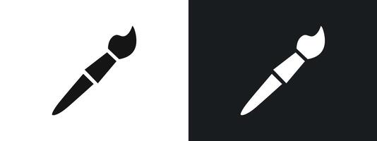 Paint brush icon linear graphics set in black vector