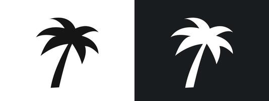 Palm tree icon linear graphics set in black vector