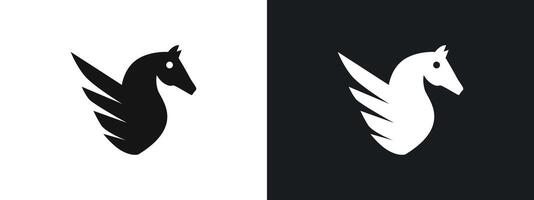 Pegasus icon linear graphics set in black vector