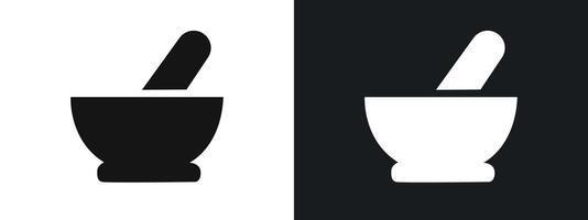 pestle and mortar icon linear graphics set in black vector