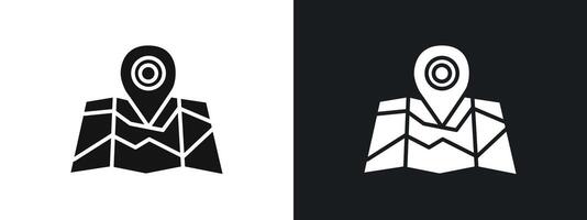 Pin on amap Icon linear graphics set in black vector