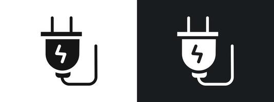 Plug icon linear graphics set in black vector