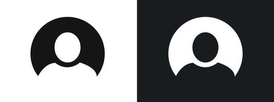 profile photo icon linear graphics set in black vector