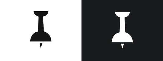Push pin icon linear graphics set in black vector