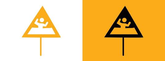 Quicksand and Mud Danger Sign icon linear graphics set in black vector