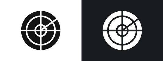 radar detection icon linear graphics set in black vector