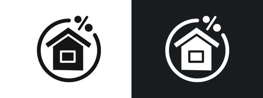 Rate for mortgage icon linear graphics set in black vector