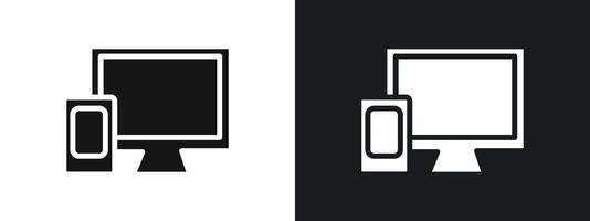 Responsive Design icon linear graphics set in black vector