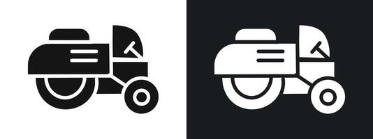 Road roller icon linear graphics set in black vector