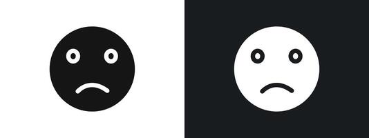 sad icon linear graphics set in black vector
