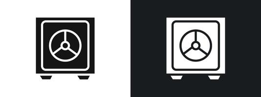 Safe Box Icon linear graphics set in black vector