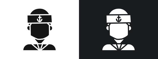 Sailor icon linear graphics set in black vector