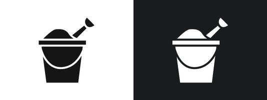 Sand bucket icon linear graphics set in black vector