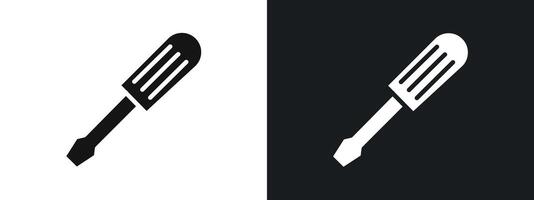 Screwdriver icon linear graphics set in black vector