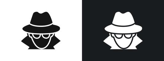 Secret agent icon linear graphics set in black vector