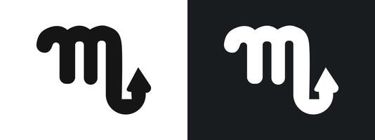 Scorpio zodiac sign icon linear graphics set in black vector