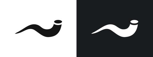 Shofar icon linear graphics set in black vector