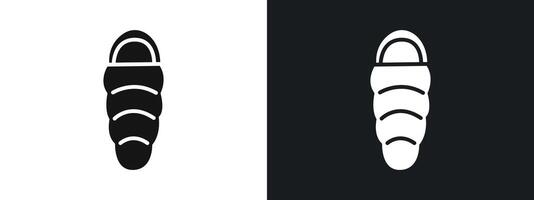 Sleeping bag icon linear graphics set in black vector