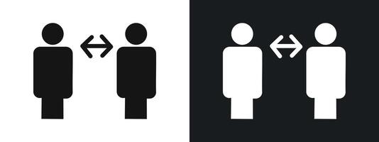 Social distancing icon linear graphics set in black vector
