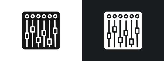 Sound mixer icon linear graphics set in black vector