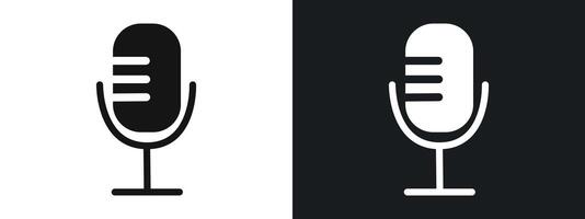 Speaker Microphone icon linear graphics set in black vector