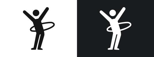 stick man hoop icon linear graphics set in black vector