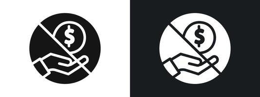 Stop Corruption icon linear graphics set in black vector