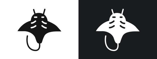 Stingray icon linear graphics set in black vector